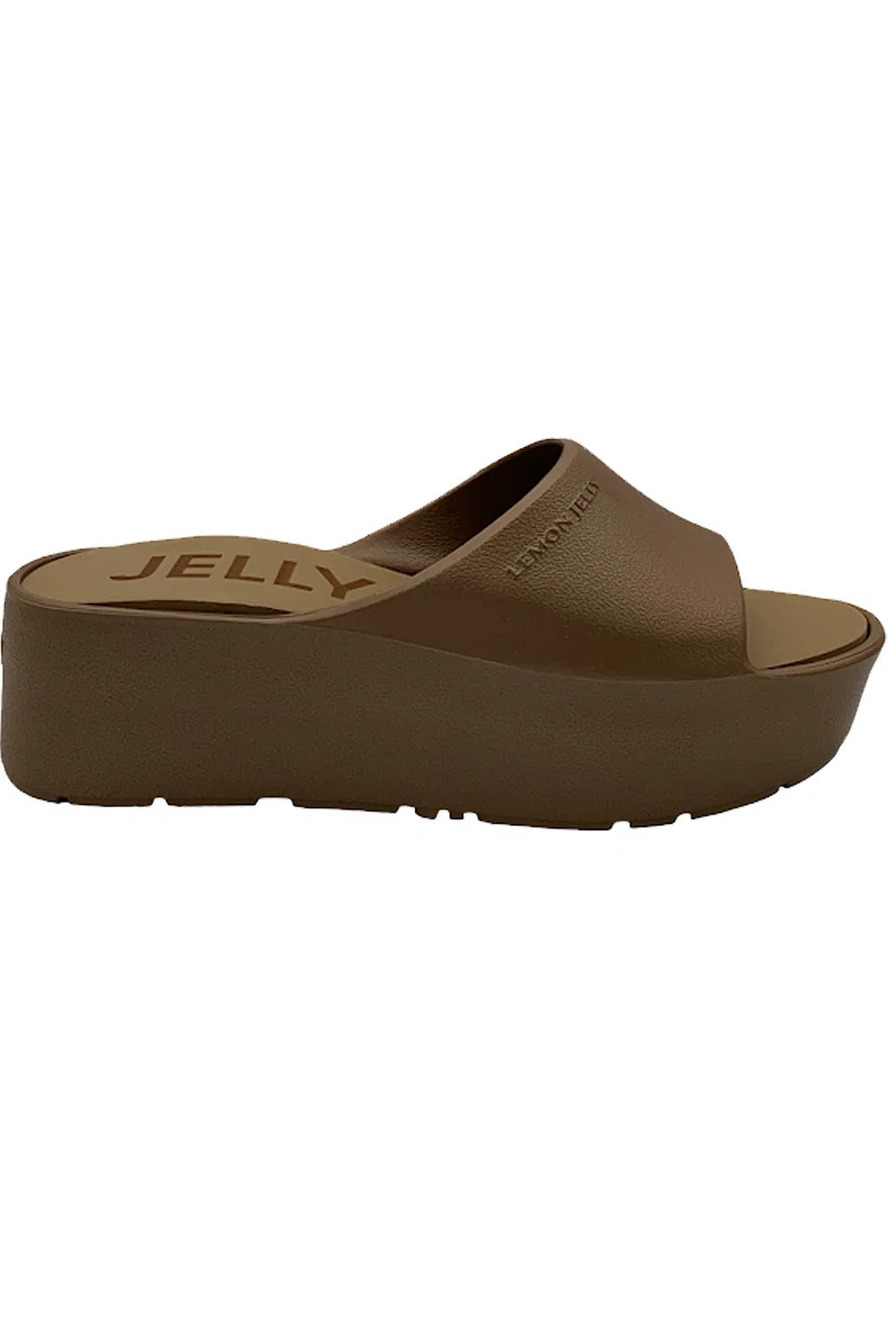 Lemon Jelly Vegan Platform Slide Sandals Sunny Bronze Metal - Wide